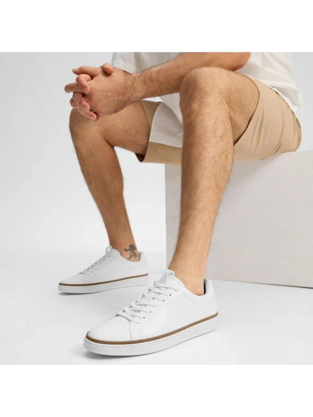 Coostar Men's White Rubber Sole Lightweight Comfortable Classic Lace Up Sneakers